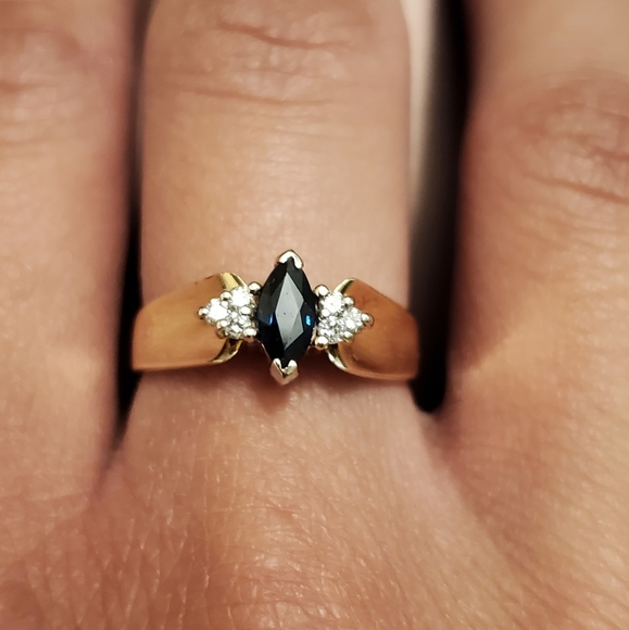 ***SOLD*** 14K Yellow Gold Sapphire Diamond Ring - Picture 13 of 14